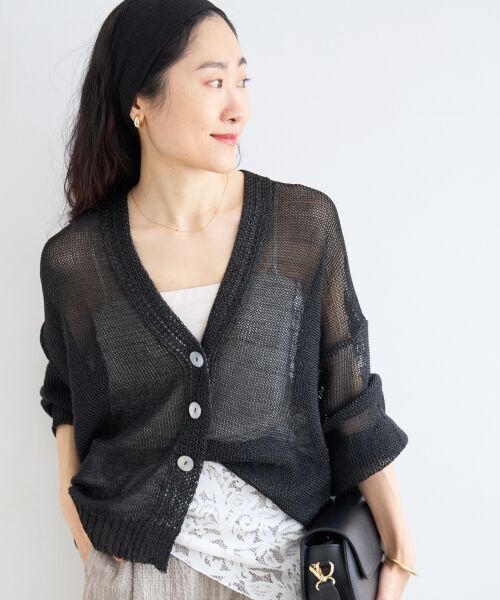 le.coeur blanc / ルクールブラン カーディガン・ボレロ | ペーパーヤーンVネックカーディガン | 詳細28