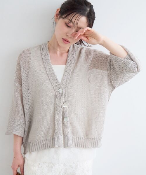 le.coeur blanc / ルクールブラン カーディガン・ボレロ | ペーパーヤーンVネックカーディガン | 詳細3