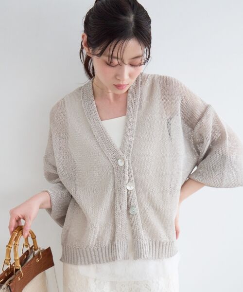 le.coeur blanc / ルクールブラン カーディガン・ボレロ | ペーパーヤーンVネックカーディガン | 詳細4