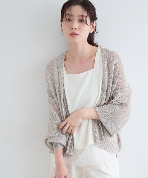 le.coeur blanc / ルクールブラン カーディガン・ボレロ | ペーパーヤーンVネックカーディガン | 詳細6