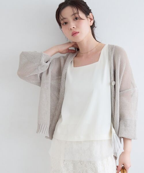 le.coeur blanc / ルクールブラン カーディガン・ボレロ | ペーパーヤーンVネックカーディガン | 詳細7