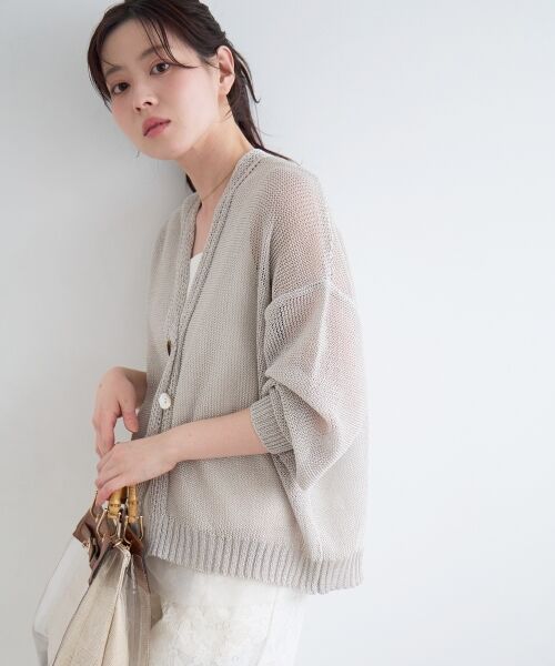 le.coeur blanc / ルクールブラン カーディガン・ボレロ | ペーパーヤーンVネックカーディガン | 詳細8