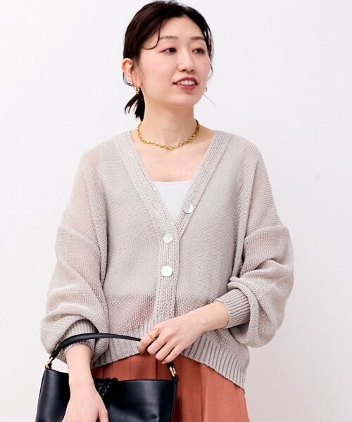 le.coeur blanc / ルクールブラン カーディガン・ボレロ | ペーパーヤーンVネックカーディガン | 詳細13