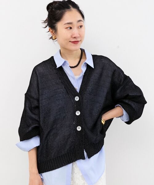 le.coeur blanc / ルクールブラン カーディガン・ボレロ | ペーパーヤーンVネックカーディガン | 詳細20