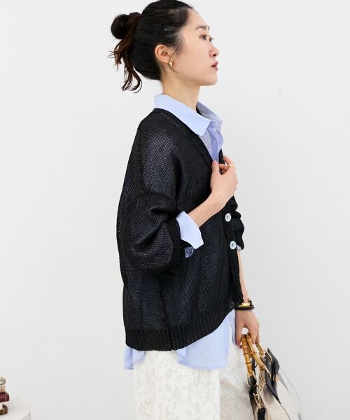 le.coeur blanc / ルクールブラン カーディガン・ボレロ | ペーパーヤーンVネックカーディガン | 詳細22
