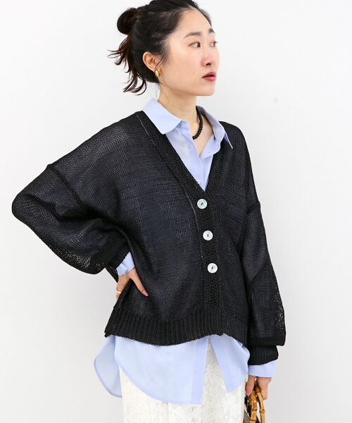 le.coeur blanc / ルクールブラン カーディガン・ボレロ | ペーパーヤーンVネックカーディガン | 詳細24