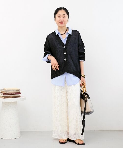 le.coeur blanc / ルクールブラン カーディガン・ボレロ | ペーパーヤーンVネックカーディガン | 詳細27