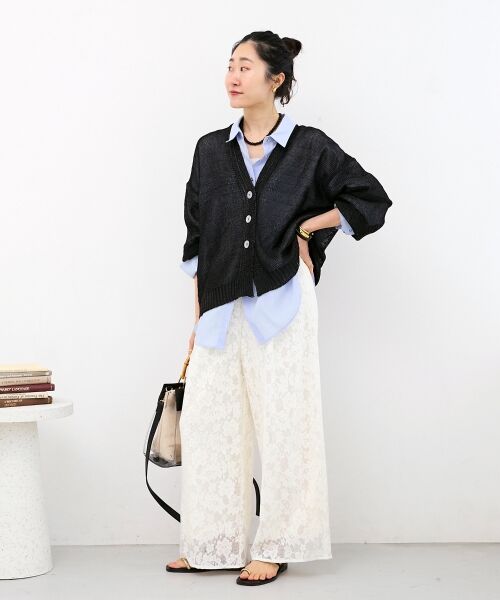 le.coeur blanc / ルクールブラン カーディガン・ボレロ | ペーパーヤーンVネックカーディガン | 詳細28