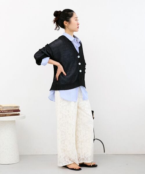 le.coeur blanc / ルクールブラン カーディガン・ボレロ | ペーパーヤーンVネックカーディガン | 詳細29