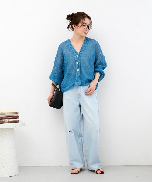 le.coeur blanc / ルクールブラン カーディガン・ボレロ | ペーパーヤーンVネックカーディガン | 詳細6