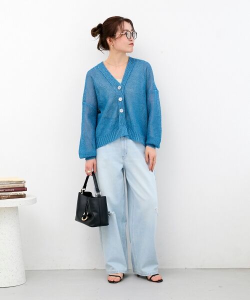 le.coeur blanc / ルクールブラン カーディガン・ボレロ | ペーパーヤーンVネックカーディガン | 詳細7