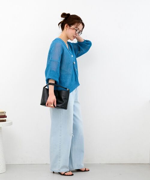 le.coeur blanc / ルクールブラン カーディガン・ボレロ | ペーパーヤーンVネックカーディガン | 詳細9
