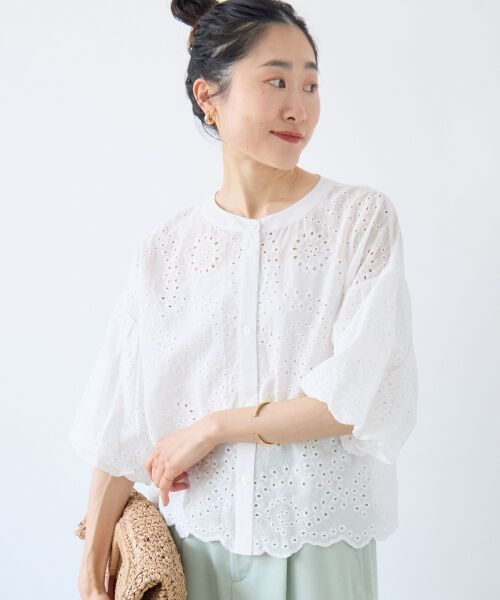 le.coeur blanc / ルクールブラン シャツ・ブラウス | カットワーク刺繍バルーンスリーブブラウス | 詳細2