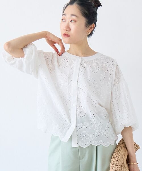 le.coeur blanc / ルクールブラン シャツ・ブラウス | カットワーク刺繍バルーンスリーブブラウス | 詳細8