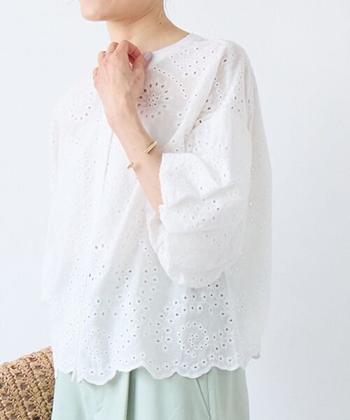 le.coeur blanc / ルクールブラン シャツ・ブラウス | カットワーク刺繍バルーンスリーブブラウス | 詳細9