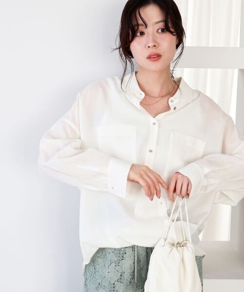 le.coeur blanc / ルクールブラン シャツ・ブラウス | シアー2WAYオーバーシャツ（オフ）