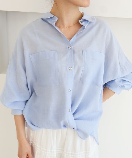 le.coeur blanc / ルクールブラン シャツ・ブラウス | シアー2WAYオーバーシャツ（サックス）