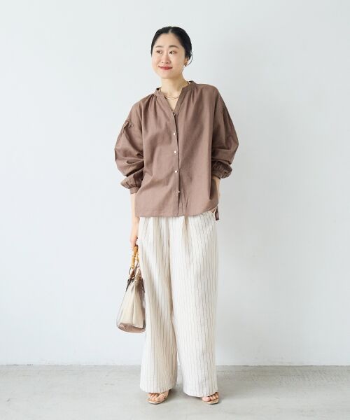 le.coeur blanc / ルクールブラン シャツ・ブラウス | 麻コットンスタンドカラーブラウス | 詳細11