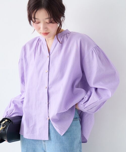 le.coeur blanc / ルクールブラン シャツ・ブラウス | 麻コットンスタンドカラーブラウス | 詳細13