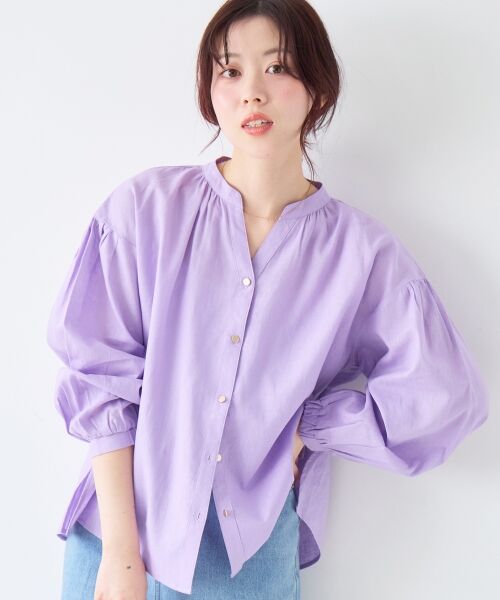 le.coeur blanc / ルクールブラン シャツ・ブラウス | 麻コットンスタンドカラーブラウス | 詳細14