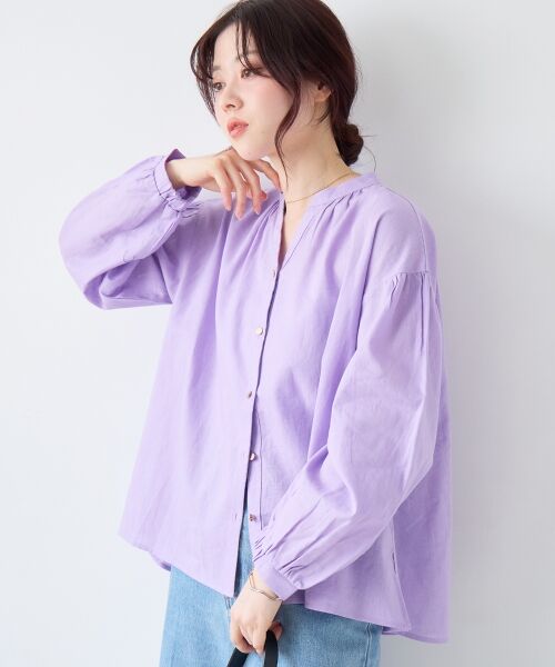 le.coeur blanc / ルクールブラン シャツ・ブラウス | 麻コットンスタンドカラーブラウス | 詳細15