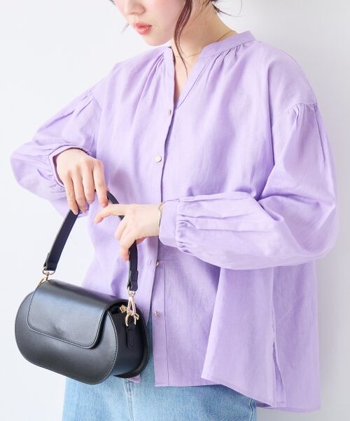 le.coeur blanc / ルクールブラン シャツ・ブラウス | 麻コットンスタンドカラーブラウス | 詳細17