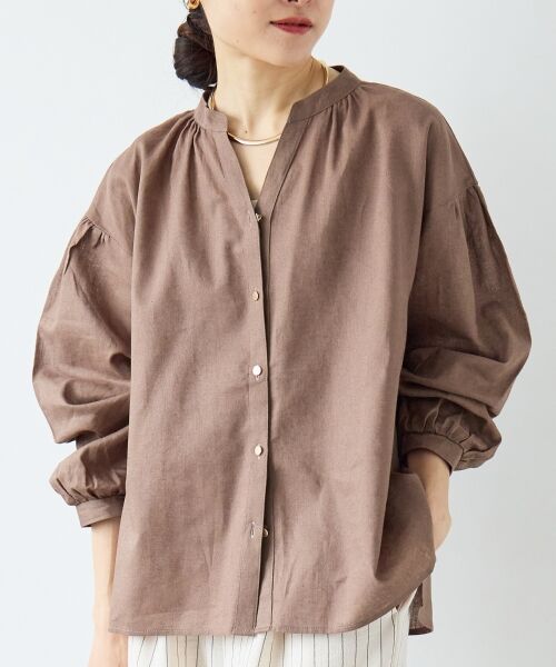 le.coeur blanc / ルクールブラン シャツ・ブラウス | 麻コットンスタンドカラーブラウス | 詳細2