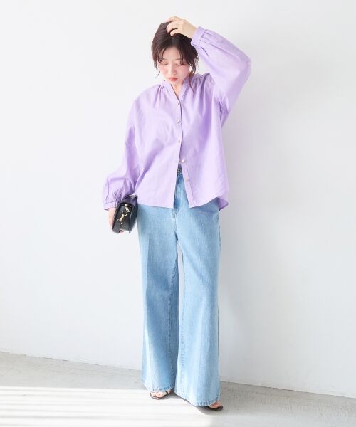 le.coeur blanc / ルクールブラン シャツ・ブラウス | 麻コットンスタンドカラーブラウス | 詳細20