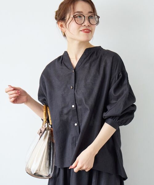 le.coeur blanc / ルクールブラン シャツ・ブラウス | 麻コットンスタンドカラーブラウス | 詳細24