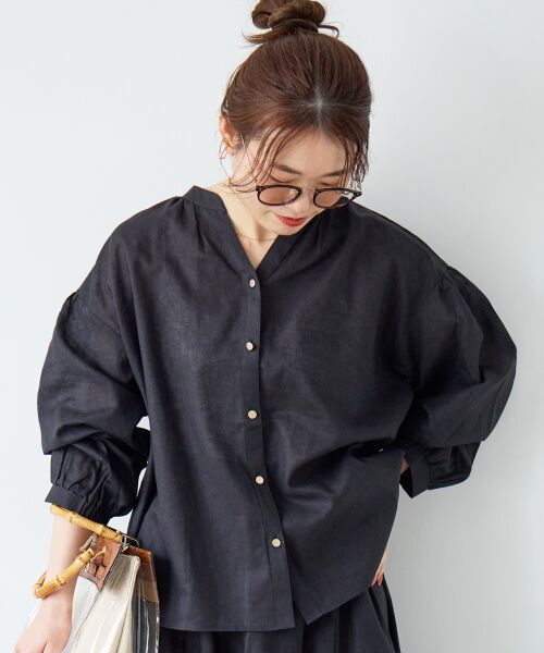 le.coeur blanc / ルクールブラン シャツ・ブラウス | 麻コットンスタンドカラーブラウス | 詳細25