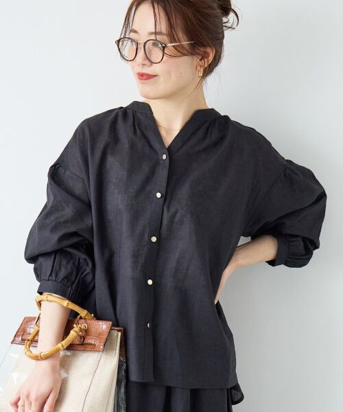 le.coeur blanc / ルクールブラン シャツ・ブラウス | 麻コットンスタンドカラーブラウス | 詳細28