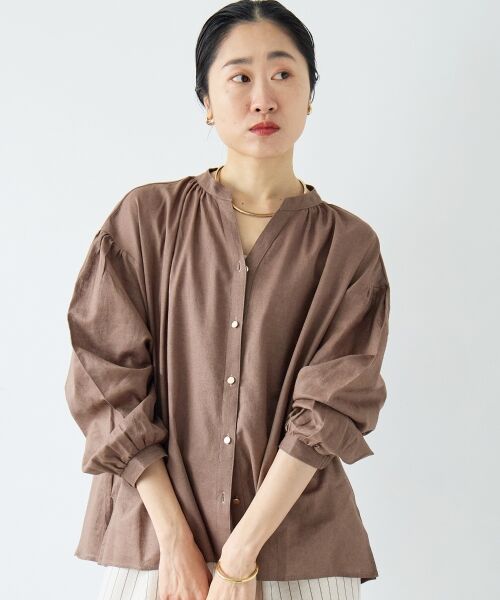 le.coeur blanc / ルクールブラン シャツ・ブラウス | 麻コットンスタンドカラーブラウス | 詳細3