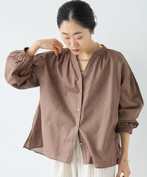 le.coeur blanc / ルクールブラン シャツ・ブラウス | 麻コットンスタンドカラーブラウス | 詳細4