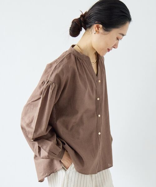 le.coeur blanc / ルクールブラン シャツ・ブラウス | 麻コットンスタンドカラーブラウス | 詳細5