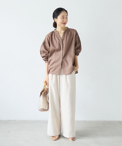 le.coeur blanc / ルクールブラン シャツ・ブラウス | 麻コットンスタンドカラーブラウス | 詳細8