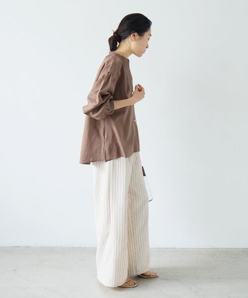 le.coeur blanc / ルクールブラン シャツ・ブラウス | 麻コットンスタンドカラーブラウス | 詳細9