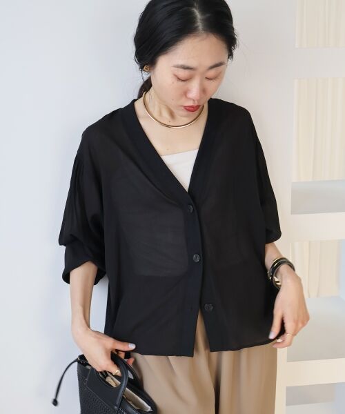 le.coeur blanc / ルクールブラン シャツ・ブラウス | シアーシャツカーデ（ブラック）