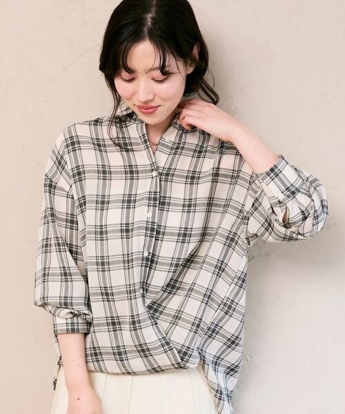 le.coeur blanc / ルクールブラン シャツ・ブラウス | シアーチェックオーバーシャツ（オフ／柄）