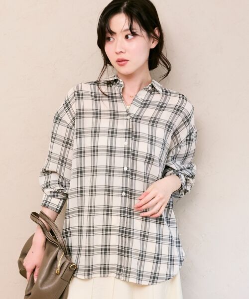 le.coeur blanc / ルクールブラン シャツ・ブラウス | シアーチェックオーバーシャツ | 詳細4