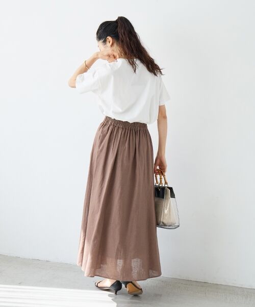 le.coeur blanc / ルクールブラン ロング・マキシ丈スカート | 麻コットンギャザースカート | 詳細10