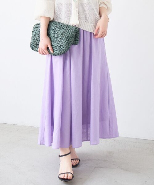 le.coeur blanc / ルクールブラン ロング・マキシ丈スカート | 麻コットンギャザースカート | 詳細13