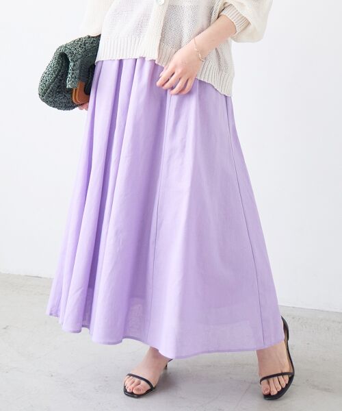 le.coeur blanc / ルクールブラン ロング・マキシ丈スカート | 麻コットンギャザースカート | 詳細14