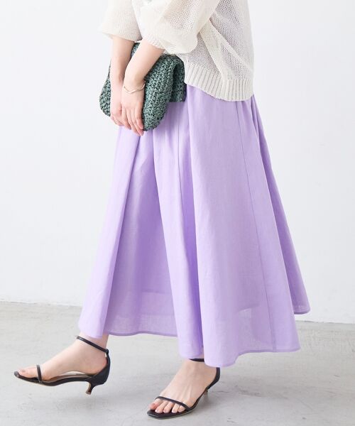 le.coeur blanc / ルクールブラン ロング・マキシ丈スカート | 麻コットンギャザースカート | 詳細15