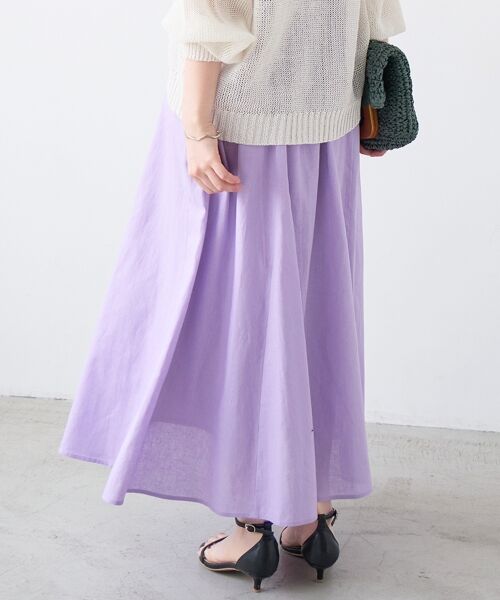 le.coeur blanc / ルクールブラン ロング・マキシ丈スカート | 麻コットンギャザースカート | 詳細16