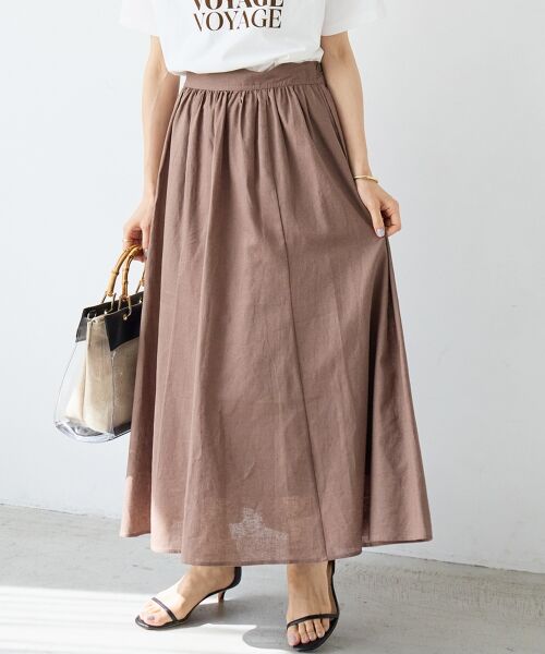 le.coeur blanc / ルクールブラン ロング・マキシ丈スカート | 麻コットンギャザースカート | 詳細2