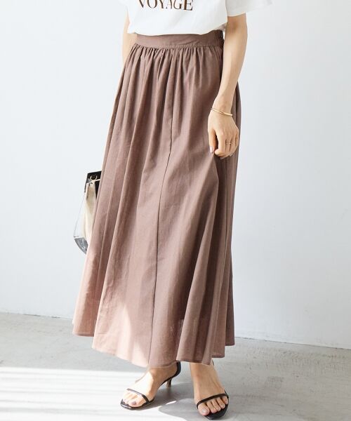 le.coeur blanc / ルクールブラン ロング・マキシ丈スカート | 麻コットンギャザースカート | 詳細3