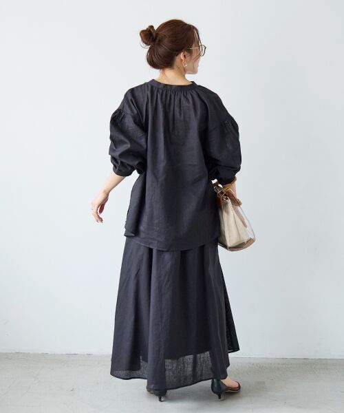 le.coeur blanc / ルクールブラン ロング・マキシ丈スカート | 麻コットンギャザースカート | 詳細30