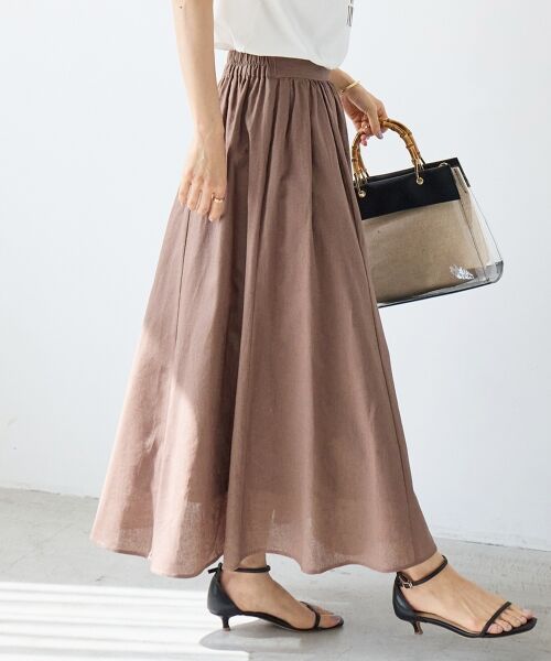 le.coeur blanc / ルクールブラン ロング・マキシ丈スカート | 麻コットンギャザースカート | 詳細4