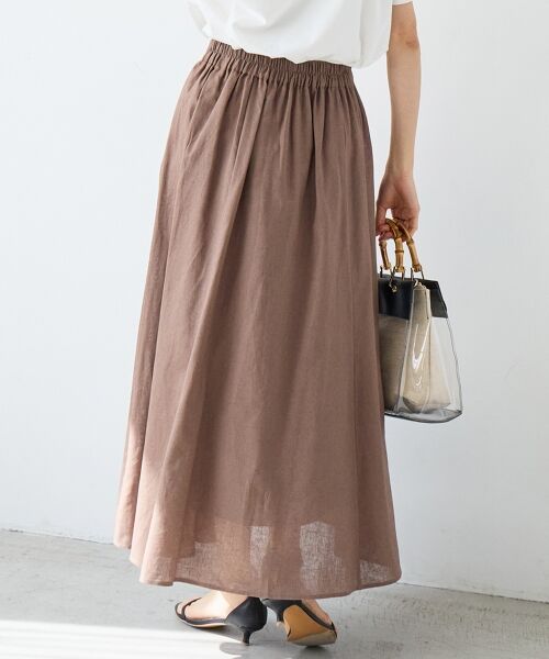 le.coeur blanc / ルクールブラン ロング・マキシ丈スカート | 麻コットンギャザースカート | 詳細5