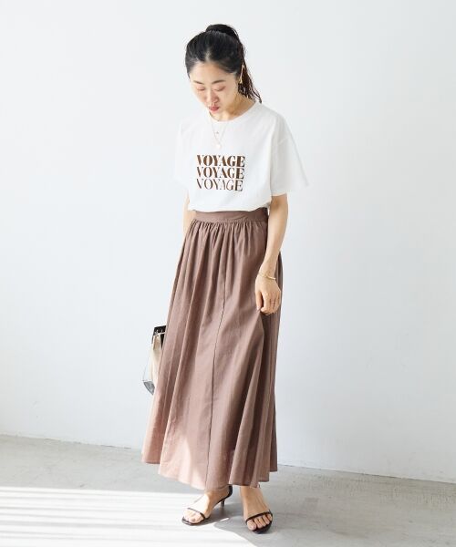 le.coeur blanc / ルクールブラン ロング・マキシ丈スカート | 麻コットンギャザースカート | 詳細8